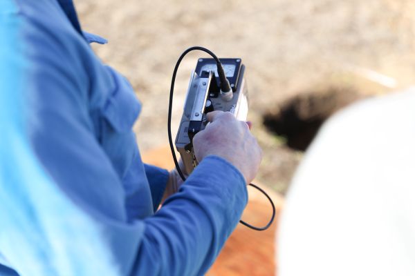 A student measures radon