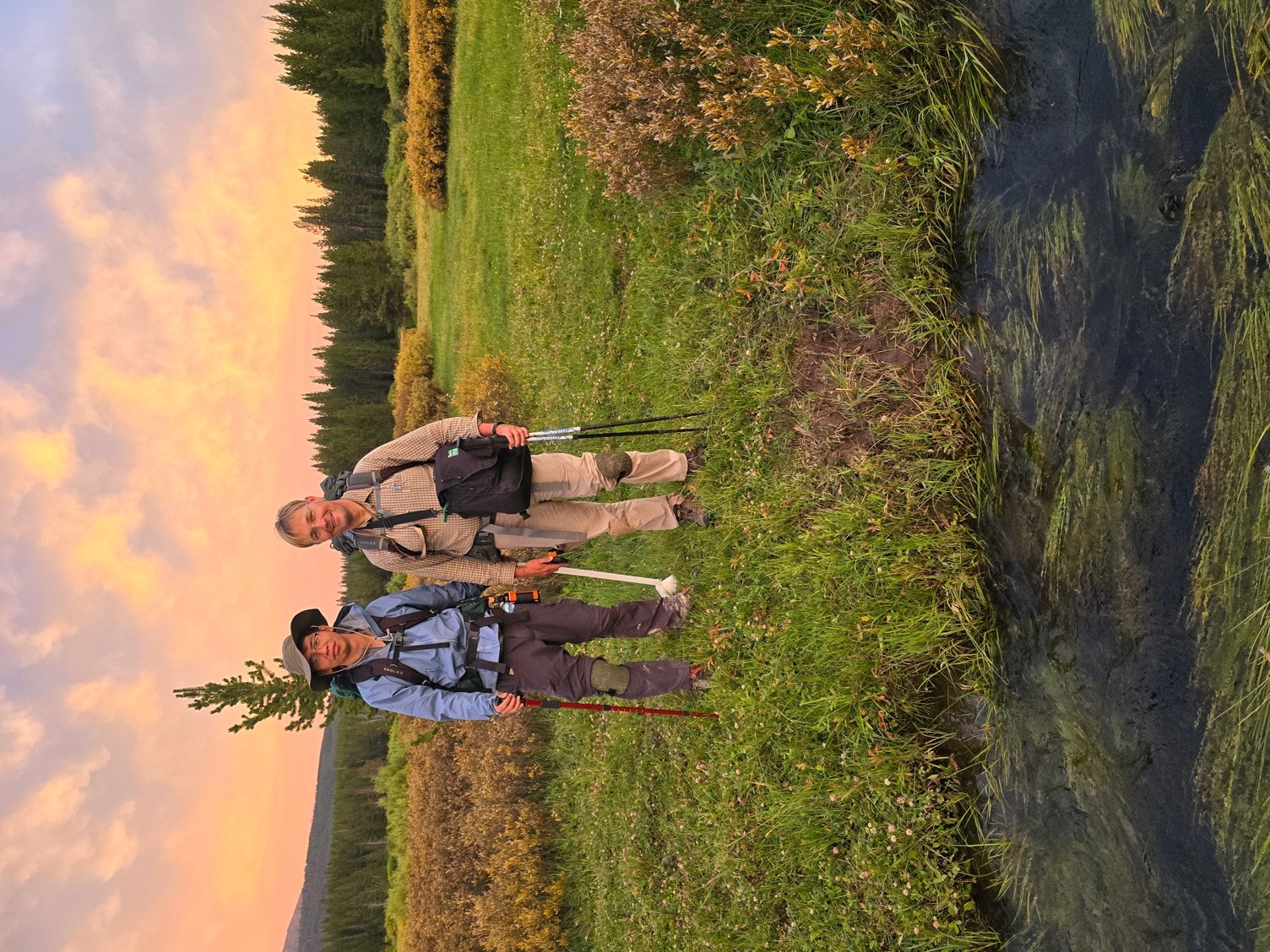 Zhu and Dr. Pal after a tiring day of research in Yellowstone (Photo: Dr. Cox)