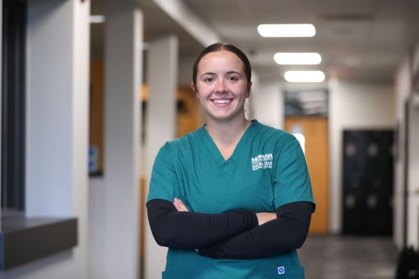 Jessie Harris in scrubs